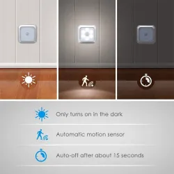 Lampa LED - z czujnikiem ruchu PIR - na ścianę / meble / schody - 2 sztukiKinkiety