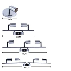 Lampa sufitowa / ścienna - obrotowa - regulacja 360 stopni - podstawa GU10 - stal nierdzewnaKinkiety