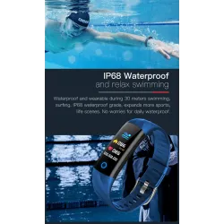 Smart Watch - bransoletka sportowa - Bluetooth - monitor fitness / monitor ciśnienia krwi / tętna - wodoodporność IP68Intelig...