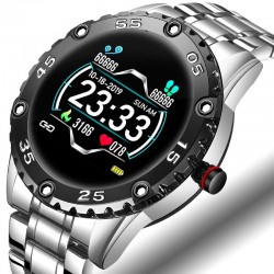 Smart Watch - relógio eletrônico de aço - LED - digital - à prova d'água - frequência cardíaca / pressão arterial