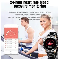 Smart Watch - elektroniczny zegarek ze stali - LED - cyfrowy - wodoodporny - tętno / ciśnienie krwiZegarki