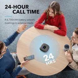Anker PowerConf - zestaw głośnomówiący Bluetooth - głośnik konferencyjny - z 6 mikrofonami - odbiór głosu - czas połączenia 2...