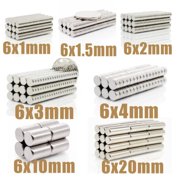 N35 - okrągły magnes neodymowy - super mocny - 6*1mm - 6*20mm - 50 sztukN35
