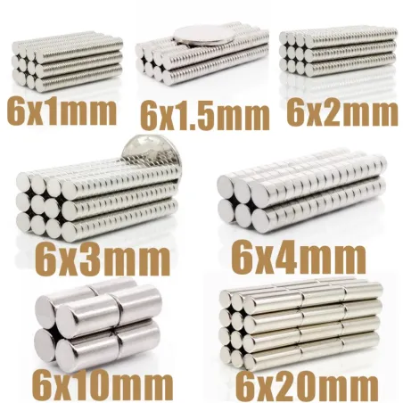 N35 - okrągły magnes neodymowy - super mocny - 6*1mm - 6*20mm - 50 sztukN35