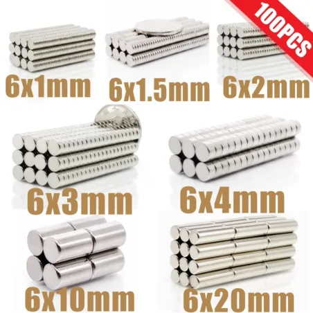 N35 - magnes neodymowy - mini okrągły dysk - 6 * 1mm - 6 * 20mm - 100 sztukN35