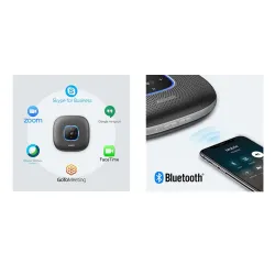 Anker PowerConf Bluetooth Speakerphone conference speaker with 6 Microphones, Enhanced Voice Pickup, 24H Call Time