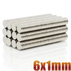 N35 - okrągły magnes neodymowy - super mocny - 6*1mm - 6*20mm - 50 sztukN35
