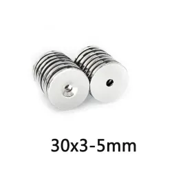 N35 - Neodym-Magnet - starker runder Senkkopf - 30 * 3mm - mit 5mm Loch