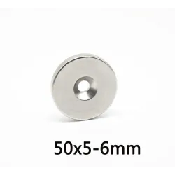 N35 - magnes neodymowy - okrągły stożkowy - 50 * 5mm - z otworem 6mmN35