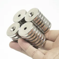 N35 - magnes neodymowy - okrągły stożkowy - 50 * 5mm - z otworem 6mmN35
