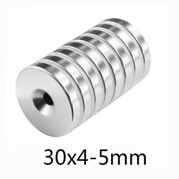 N35 - magnes neodymowy - okrągły stożkowy - 30 * 4mm - z otworem 5mmN35