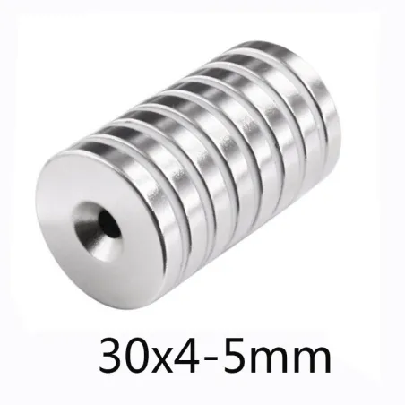 N35 - magnes neodymowy - okrągły stożkowy - 30 * 4mm - z otworem 5mmN35
