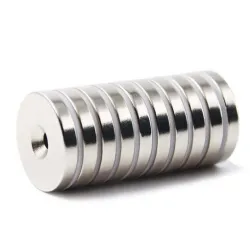 N35 - magnes neodymowy - okrągły stożkowy - 30 * 4mm - z otworem 5mmN35