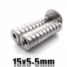 N35 - magnes neodymowy - okrągła tarcza z łbem stożkowym - 15 * 5mm - z otworem 5mmN35