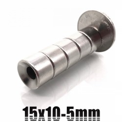 N35 - neodymium magneet - ronde verzonken schijf - 15 * 10mm - met 5mm gat - 10 stuksN35