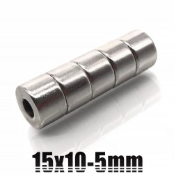 N35 - neodymium magneet - ronde verzonken schijf - 15 * 10mm - met 5mm gat - 10 stuksN35