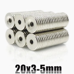 N35 - Neodym-Magnet - runde Senkscheibe - 20 * 3mm - mit 5mm Loch