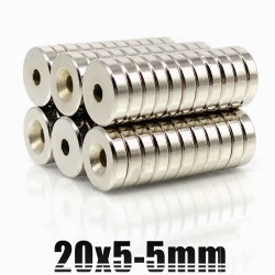 N35 - neodymium magneet - ronde verzonken schijf - 20 * 5mm - met 5mm gatN35