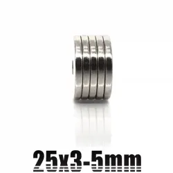 N35 - neodymium magnet - round countersunk disc - 25 * 3mm - with 5mm hole - 5 pieces