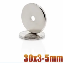 N35 - magnes neodymowy - okrągła tarcza z łbem stożkowym - 30 * 3mm - z otworem 5mmN35
