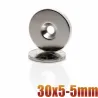 N35 - magnes neodymowy - okrągła tarcza z łbem stożkowym - 30 * 5mm - z otworem 5mmN35