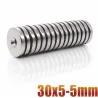 N35 - magnes neodymowy - okrągła tarcza z łbem stożkowym - 30 * 5mm - z otworem 5mmN35