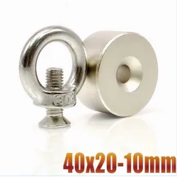 N35 - magnes neodymowy - okrągła tarcza z łbem stożkowym - 40 * 20mm - z otworem 10mmN35