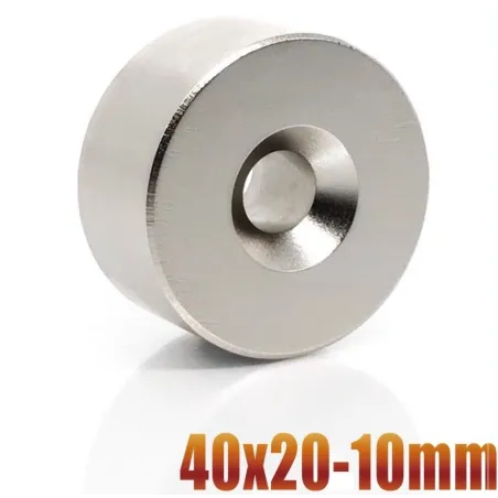 N35 - magnes neodymowy - okrągła tarcza z łbem stożkowym - 40 * 20mm - z otworem 10mmN35