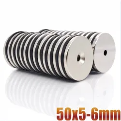 N35 - neodymium magneet - ronde verzonken schijf - 50 * 5mm - met 6mm gatN35