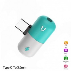 USB typu C - gniazdo 3,5 mm - ładowarka aux audio - konwerter OTG - adapter - kształt kapsuły