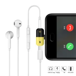 USB typu C - gniazdo 3,5 mm - ładowarka aux audio - konwerter OTG - adapter - kształt kapsułyRozgałęźniki