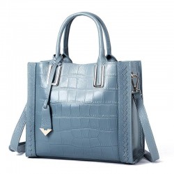 Elegant shoulder bag - genuine leather - stone pattern