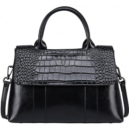 Elegant shoulder bag - leather - crocodile skin pattern