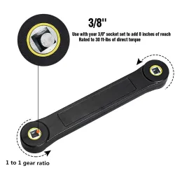 Universal extension wrench - with 2 adapters - 3/8"Wrenches