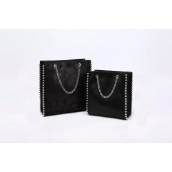 Retro shoulder bag - with rivets / chain strap - leatherHandbags