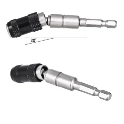 Wiertło magnetyczne - regulowane - obrotowy uchwyt końcówki - chwyt sześciokątny 1/4" - przedłużenie - adapterŚrubokręty