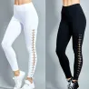 Modische Leggings - hohe Taille - seitliche Zierschnürung