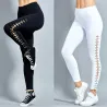 Modieuze legging - hoge taille - decoratieve veters aan de zijkantBroeken