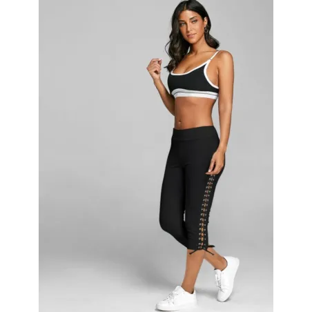 Trendy lace-up leggings - mid calf length
