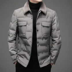 Modieus warm kort jack - donzen windjack - met afneembare bontkraagJassen