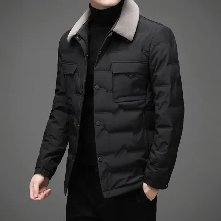 Modieus warm kort jack - donzen windjack - met afneembare bontkraagJassen