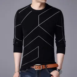 Hoodies & SudaderaFashionable warm sweater - slim fit - geometric lines print