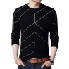 Modny ciepły sweter - dopasowany krój - nadruk w geometryczne linieBluzy & Swetry