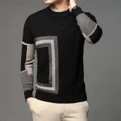 Modischer warmer Herrenpullover - Strickwolle - geometrischer Druck