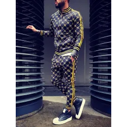 Modny dres sportowy - bluza z zamkiem / długie spodnie - dopasowany krój - druk 3DSpodni