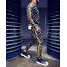 Modny dres sportowy - bluza z zamkiem / długie spodnie - dopasowany krój - druk 3DSpodni