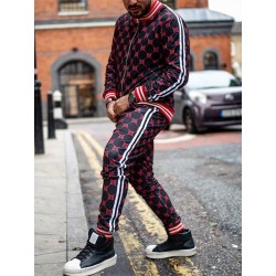 Fashionable sports tracksuit - sweatshirt with a zipper / long pants - slim fit - 3D printing