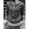 Modieus sport trainingspak - sweatshirt met rits / lange broek - slim fit - 3D printenBroeken