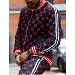 Fashionable sports tracksuit - sweatshirt with a zipper / long pants - slim fit - 3D printing