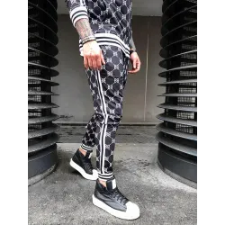 Fashionable sports tracksuit - sweatshirt with a zipper / long pants - slim fit - 3D printing